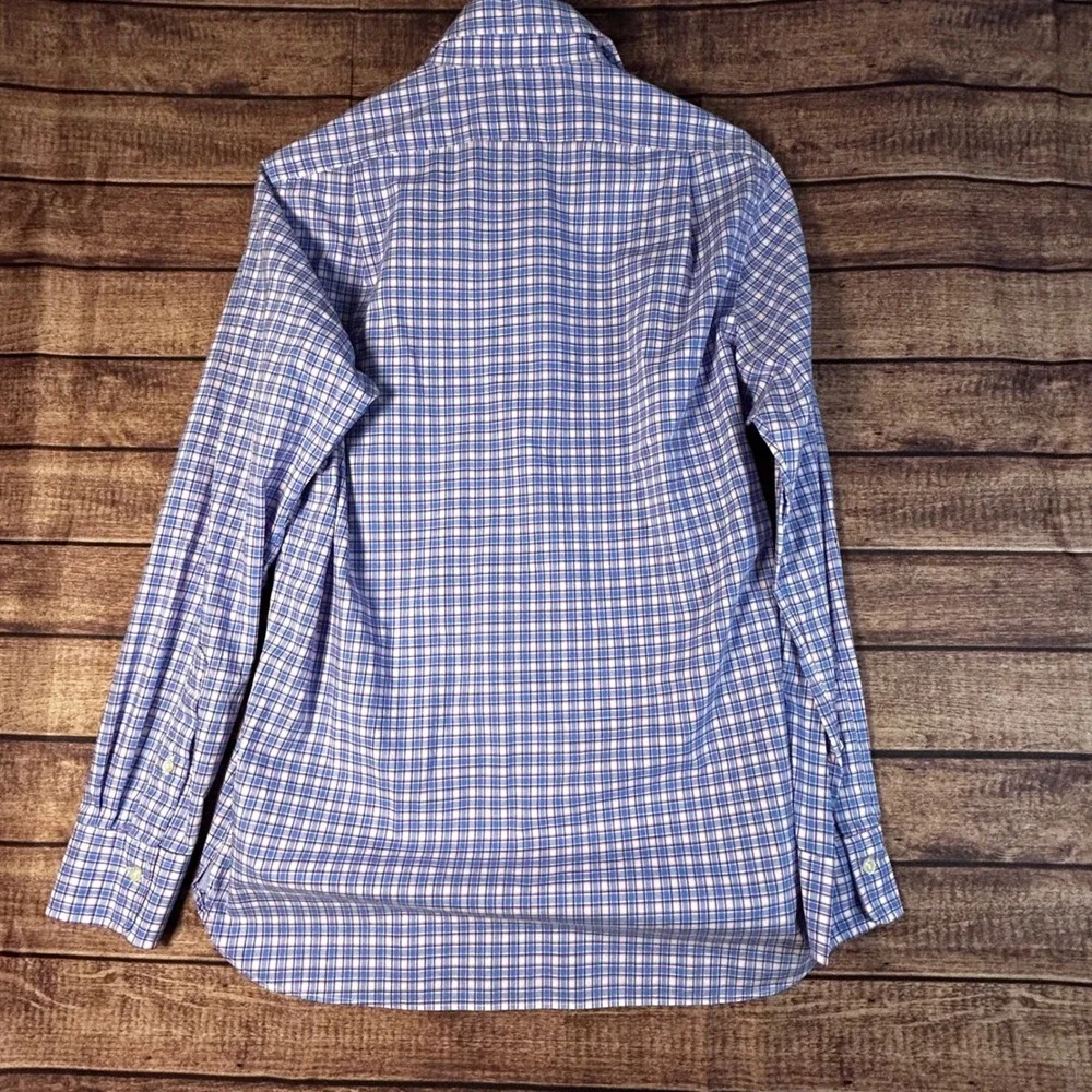 Polo Ralph Lauren Mens Slim Fit Plaid Button Down Shirt Blue Pink White Small